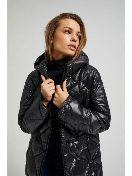 Moodo Стеган якета със затягащ шнур черна Moodo