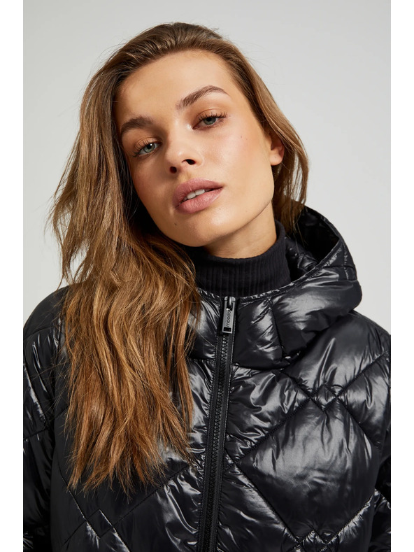 Moodo Стеган якета със затягащ шнур черна Moodo