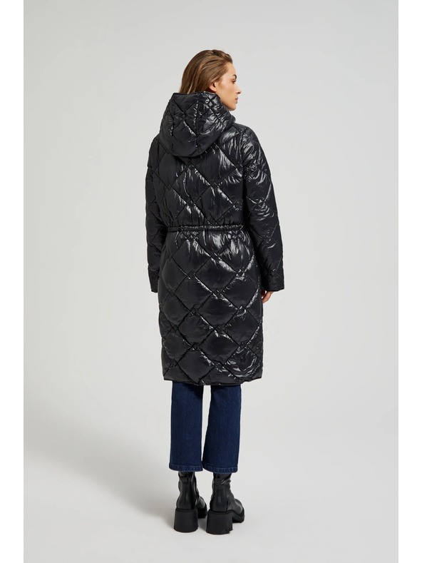 Moodo Стеган якета със затягащ шнур черна Moodo