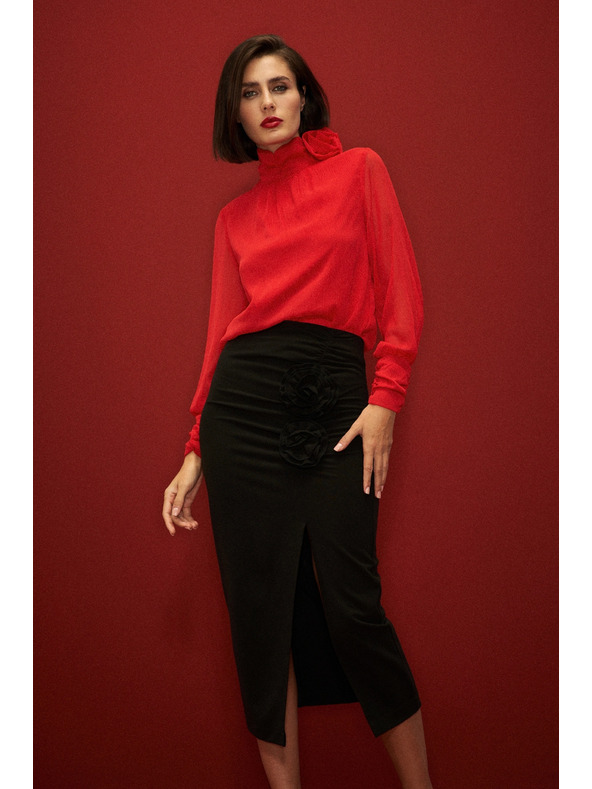 Moodo Елегантна риза с декоративна роза червена Moodo