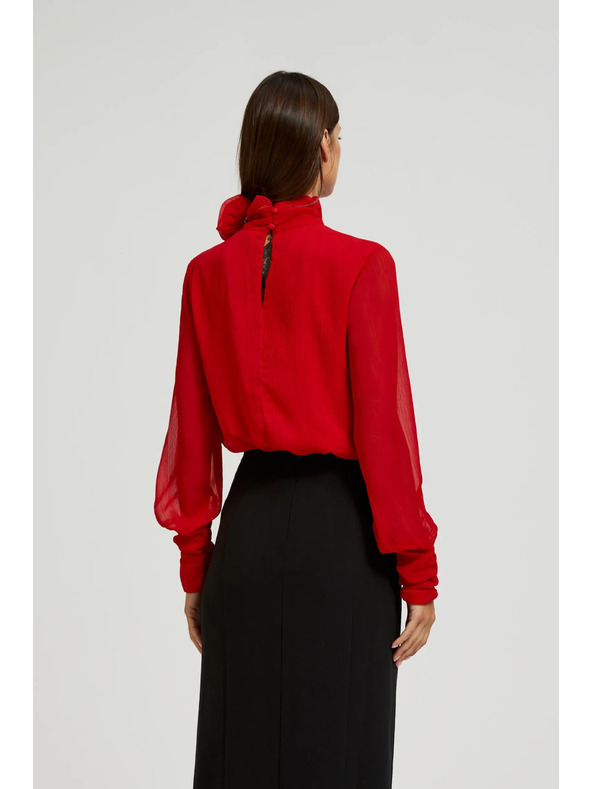 Moodo Елегантна риза с декоративна роза червена Moodo