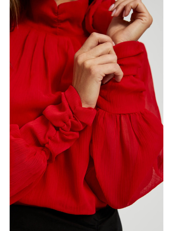 Moodo Елегантна риза с декоративна роза червена Moodo