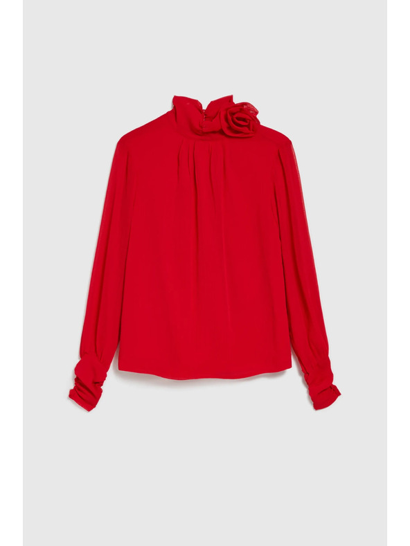 Moodo Елегантна риза с декоративна роза червена Moodo