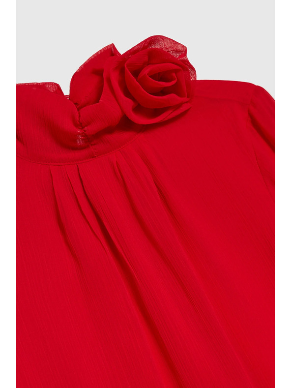 Moodo Елегантна риза с декоративна роза червена Moodo