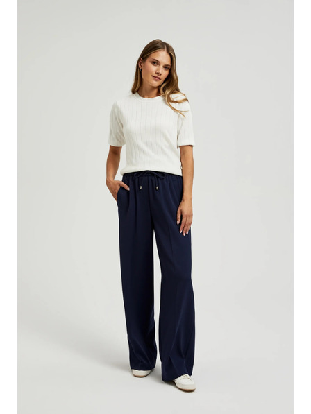 Moodo Вискозен пуловер с металическо влакно бял Moodo