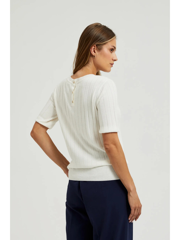 Moodo Вискозен пуловер с металическо влакно бял Moodo