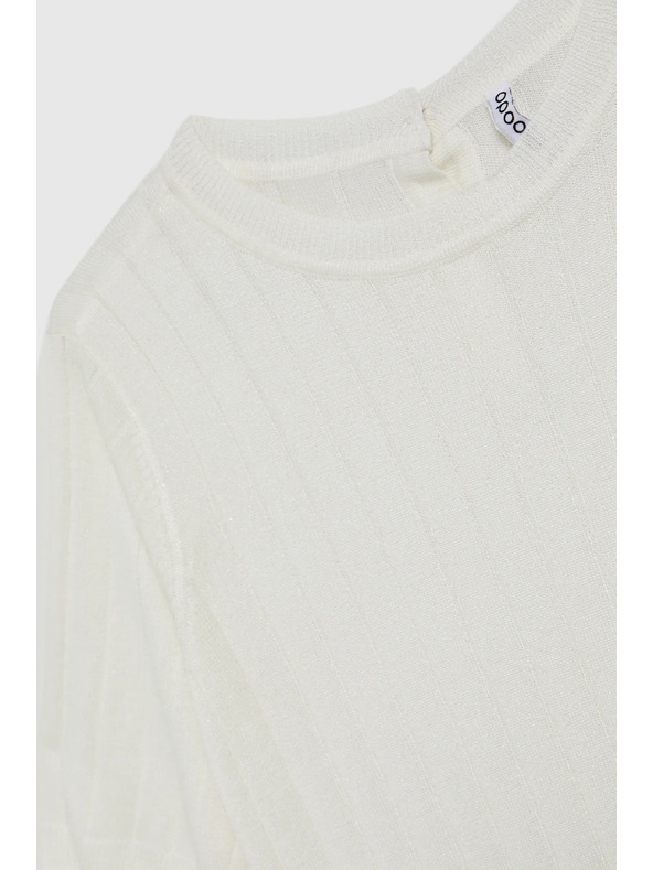 Moodo Вискозен пуловер с металическо влакно бял Moodo