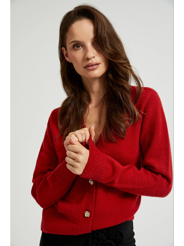 Moodo Кардиган с копчета във формата на роза червен Moodo