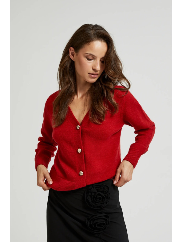 Moodo Кардиган с копчета във формата на роза червен Moodo