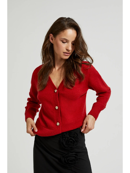 Moodo Кардиган с копчета във формата на роза червен Moodo