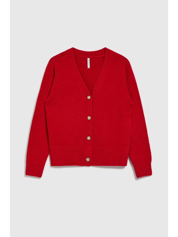 Moodo Кардиган с копчета във формата на роза червен Moodo