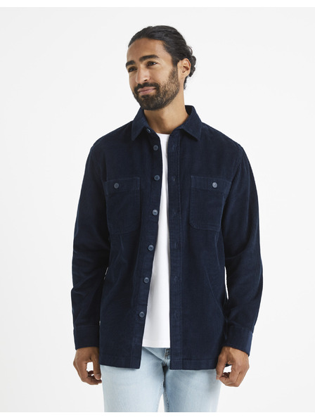 Celio Тъмносиня велурена риза Celio Vavelour