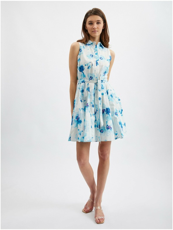 Orsay Синьо-бяла дамска рокля на цветя ORSAY