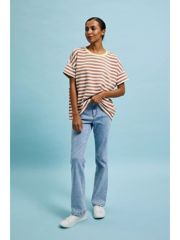 Moodo Суитшърт в райета кафяв Moodo