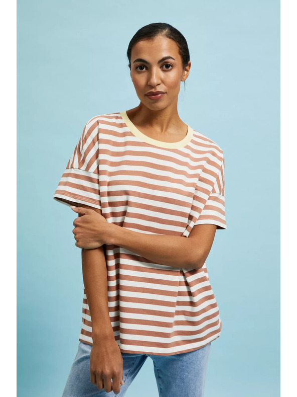 Moodo Суитшърт в райета кафяв Moodo