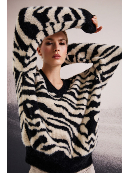 Moodo Мотивиран пуловер черен Moodo