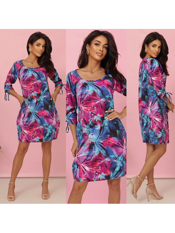 numoco Комфортни оверсайз рокли с връзки на ръкавите - цветни цветя