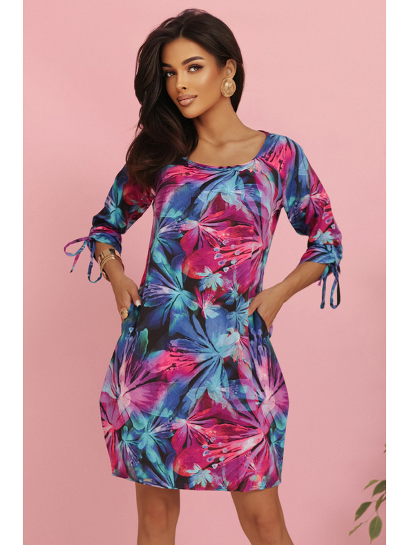 numoco Комфортни оверсайз рокли с връзки на ръкавите - цветни цветя