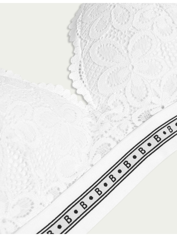 Marks & Spencer Декултирано бюстие Cleo с дантела, без костици Marks & Spencer бяла