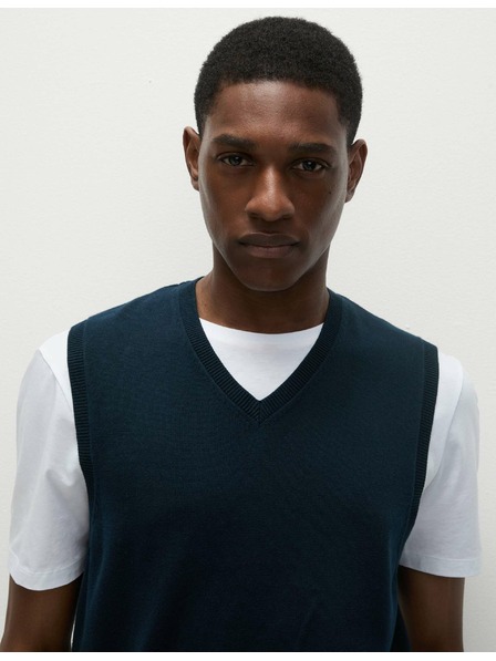 Marks & Spencer Пуловер без ръкави от чист памук Marks & Spencer тъмносин