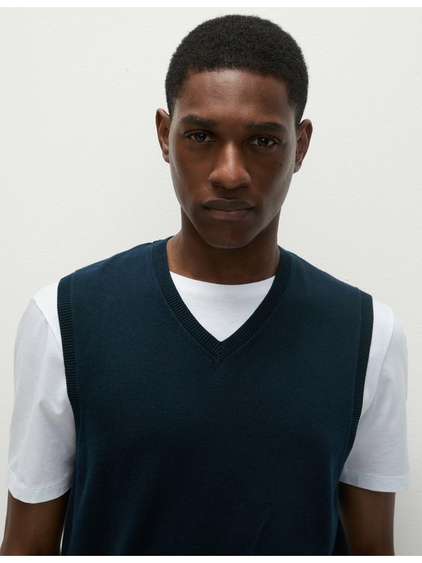 Marks & Spencer Пуловер без ръкави от чист памук Marks & Spencer тъмносин