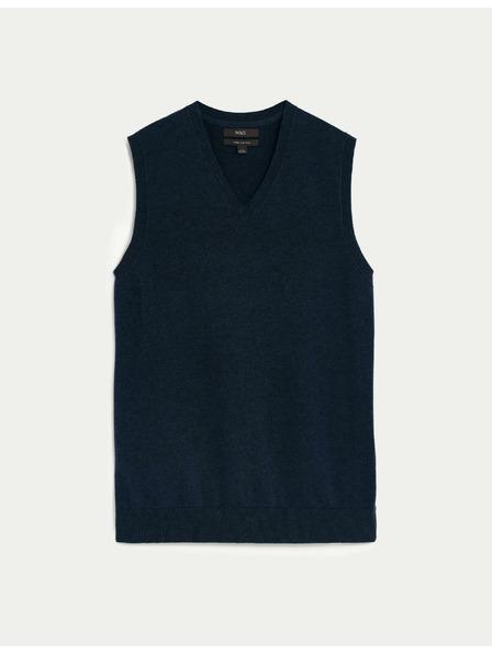 Marks & Spencer Пуловер без ръкави от чист памук Marks & Spencer тъмносин