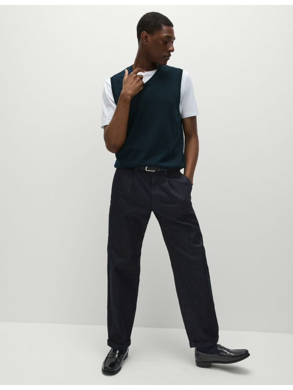 Marks & Spencer Пуловер без ръкави от чист памук Marks & Spencer тъмносин