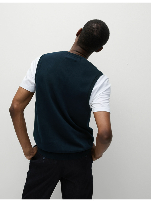 Marks & Spencer Пуловер без ръкави от чист памук Marks & Spencer тъмносин