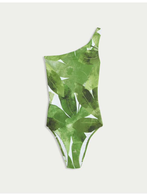 Marks & Spencer Печатни подсилени бански на едното рамо Marks & Spencer зелена