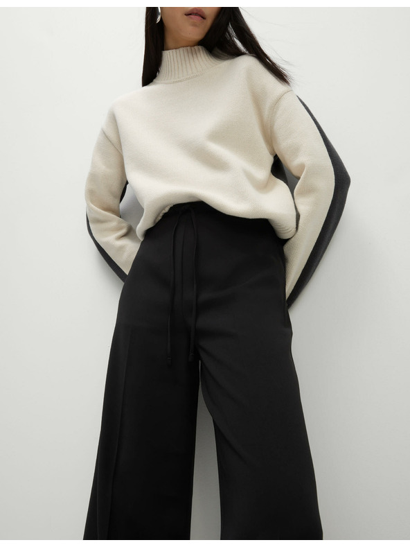 Marks & Spencer Широк панталон от креп с еластична талия Marks & Spencer черен