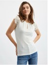 Orsay Бяла дамска тениска с дантелен детайл ORSAY
