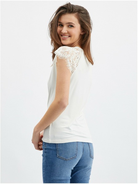 Orsay Бяла дамска тениска с дантелен детайл ORSAY