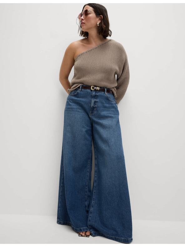 Marks & Spencer Тъмносини дамски дънки с широка кройка Marks & Spencer