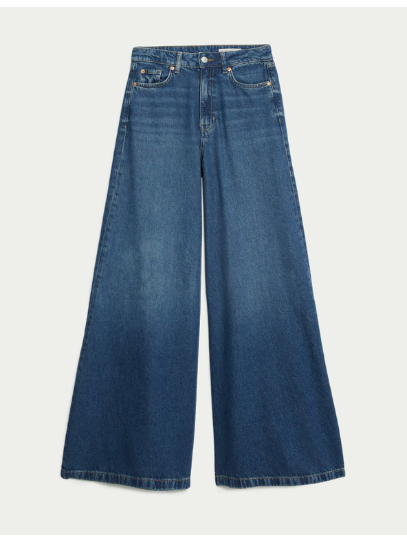 Marks & Spencer Тъмносини дамски дънки с широка кройка Marks & Spencer