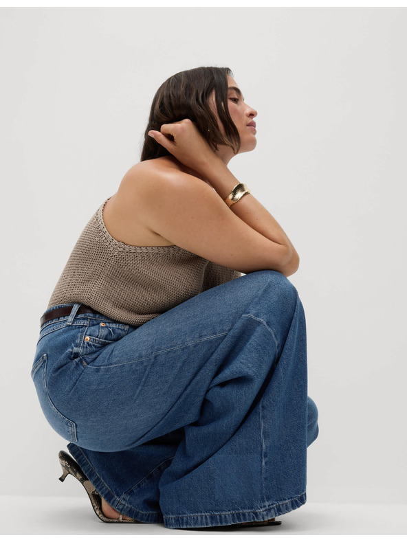 Marks & Spencer Тъмносини дамски дънки с широка кройка Marks & Spencer