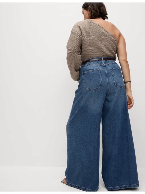 Marks & Spencer Тъмносини дамски дънки с широка кройка Marks & Spencer