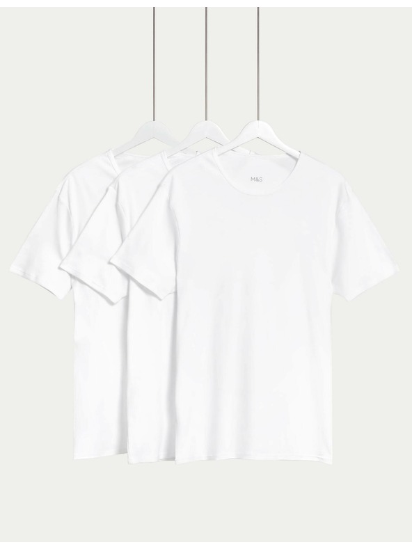 Marks & Spencer Комплект от три бели мъжки тениски Marks & Spencer