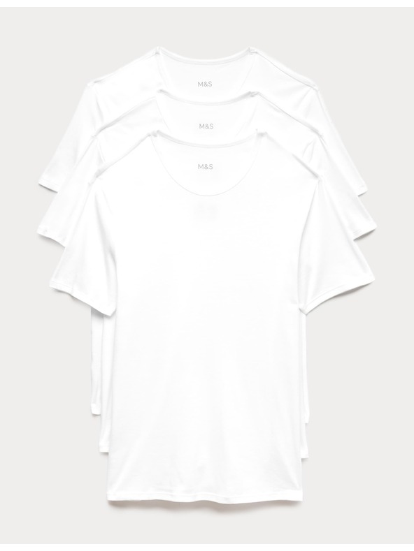 Marks & Spencer Комплект от три бели мъжки тениски Marks & Spencer