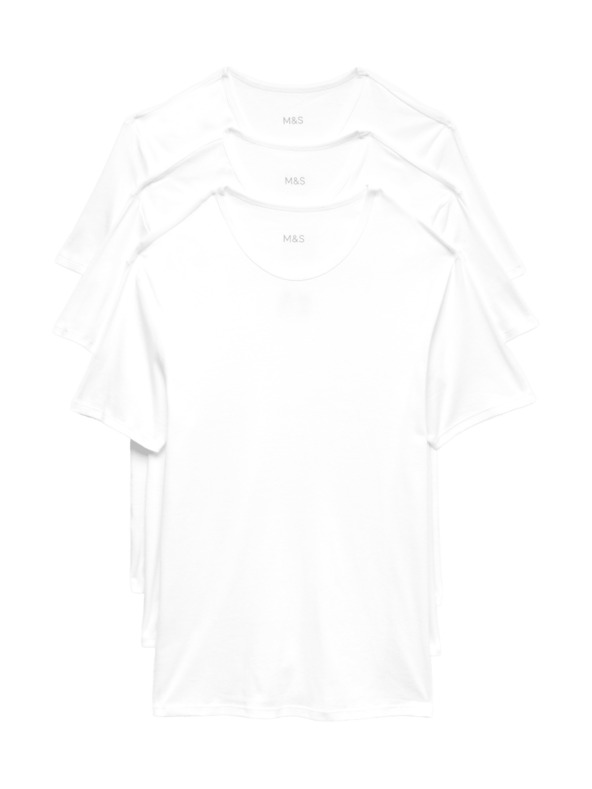 Marks & Spencer Комплект от три бели мъжки тениски Marks & Spencer