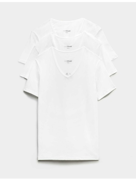 Marks & Spencer Комплект от три мъжки основни тениски в бяло с технология Marks & Spencer Cool & Fresh™