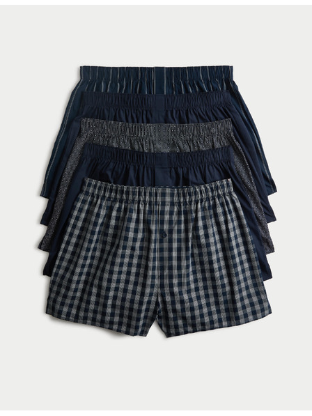 Marks & Spencer Комплект от пет мъжки къси панталони в тъмно синьо и тъмно сиво Marks Spencer