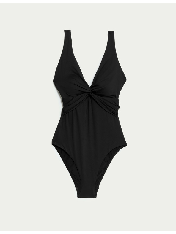 Marks & Spencer Оформящ коремчето бански с деколте Marks & Spencer черен