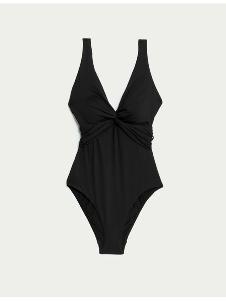 Marks & Spencer Оформящ коремчето бански с деколте Marks & Spencer черен