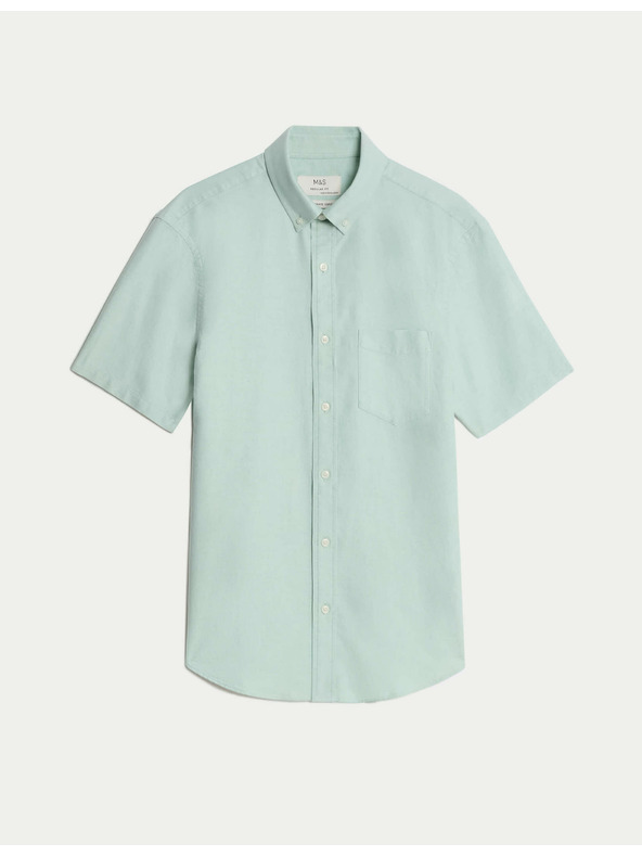 Marks & Spencer Оксфордска риза от чист памук The Ultimate Marks & Spencer зелена