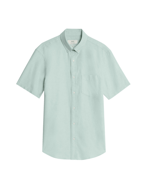 Marks & Spencer Оксфордска риза от чист памук The Ultimate Marks & Spencer зелена