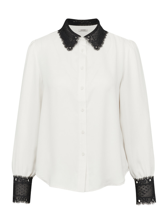 Orsay Кремава дамска риза с контрастна яка ORSAY