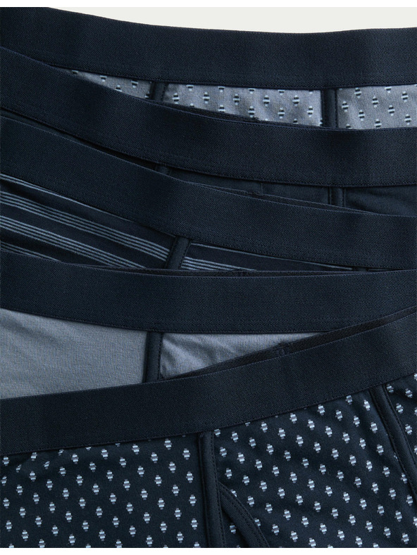 Marks & Spencer Боксерки от памучна материя с еластичност и геометричен десен, 5 бр. Marks & Spencer син