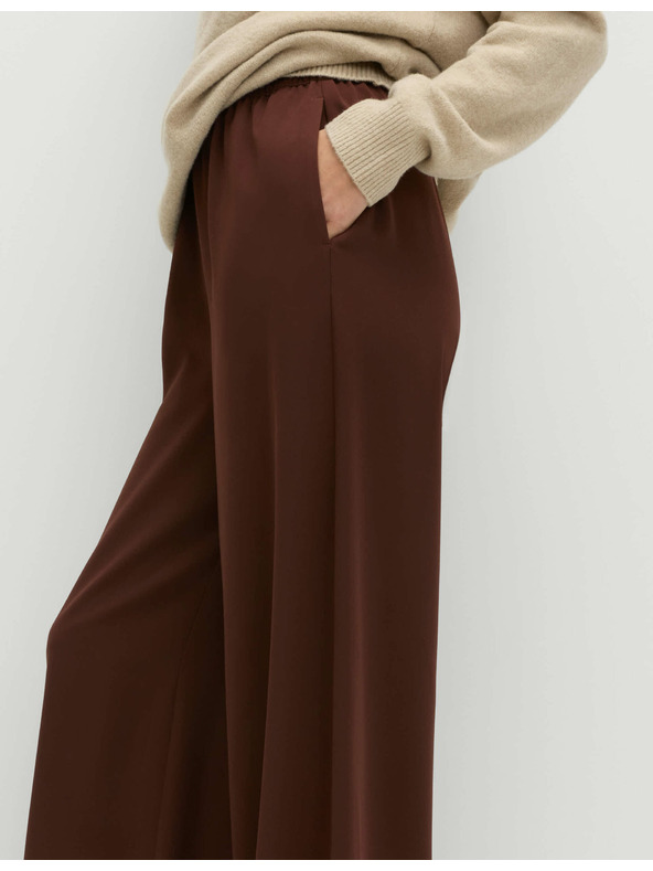 Marks & Spencer Креп панталони с широки крачоли и еластична талия Marks & Spencer кафяв