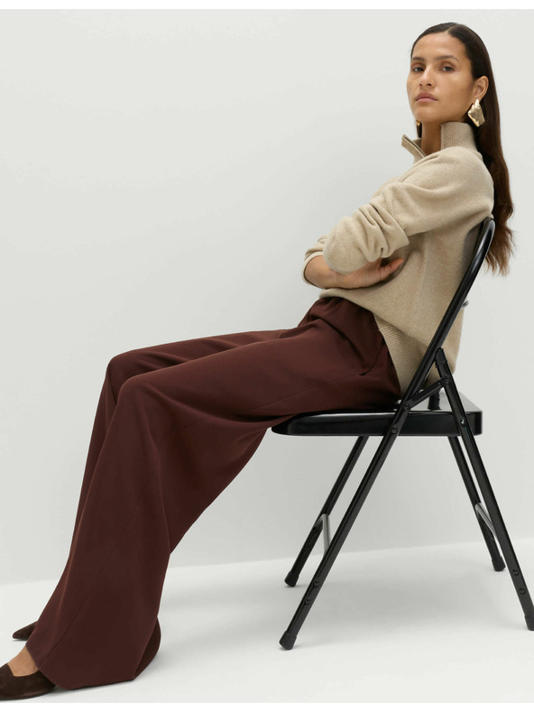 Marks & Spencer Креп панталони с широки крачоли и еластична талия Marks & Spencer кафяв