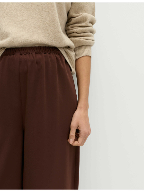 Marks & Spencer Креп панталони с широки крачоли и еластична талия Marks & Spencer кафяв